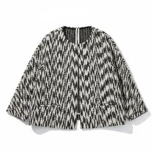 NWOT By Malene Birger Black & white Textured Jacket EU 44 US 14 Chic Minimalist